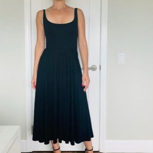 Reformation scoop neck midi dress - black, size S